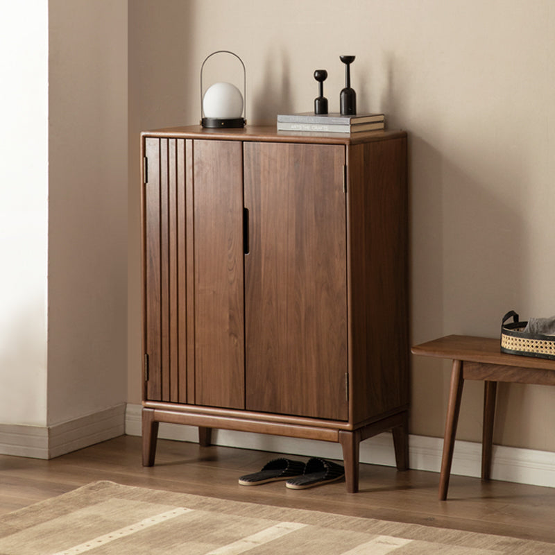 Black Walnut, Ash Two-Door Shoe Cabinet Entrance