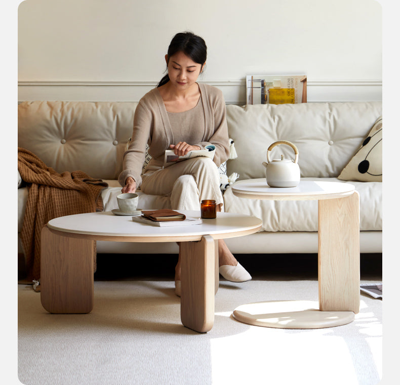 Slate coffee table Ash solid wood+