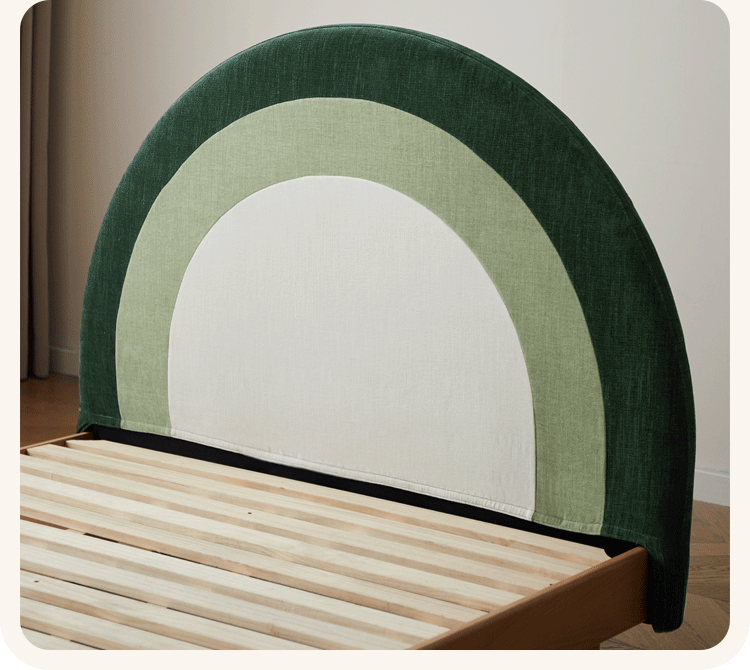 Beech Solid Wood Children's Rainbow Montessori Platform Bed.
