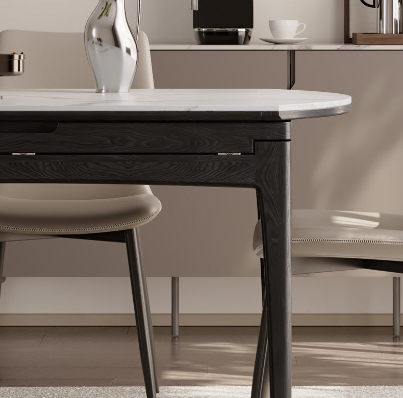 Oak Solid Wood Light Luxury Rock Slab Folding Dining Table