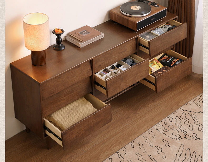 Solid Rubberwood Antique Style Chest of Drawers