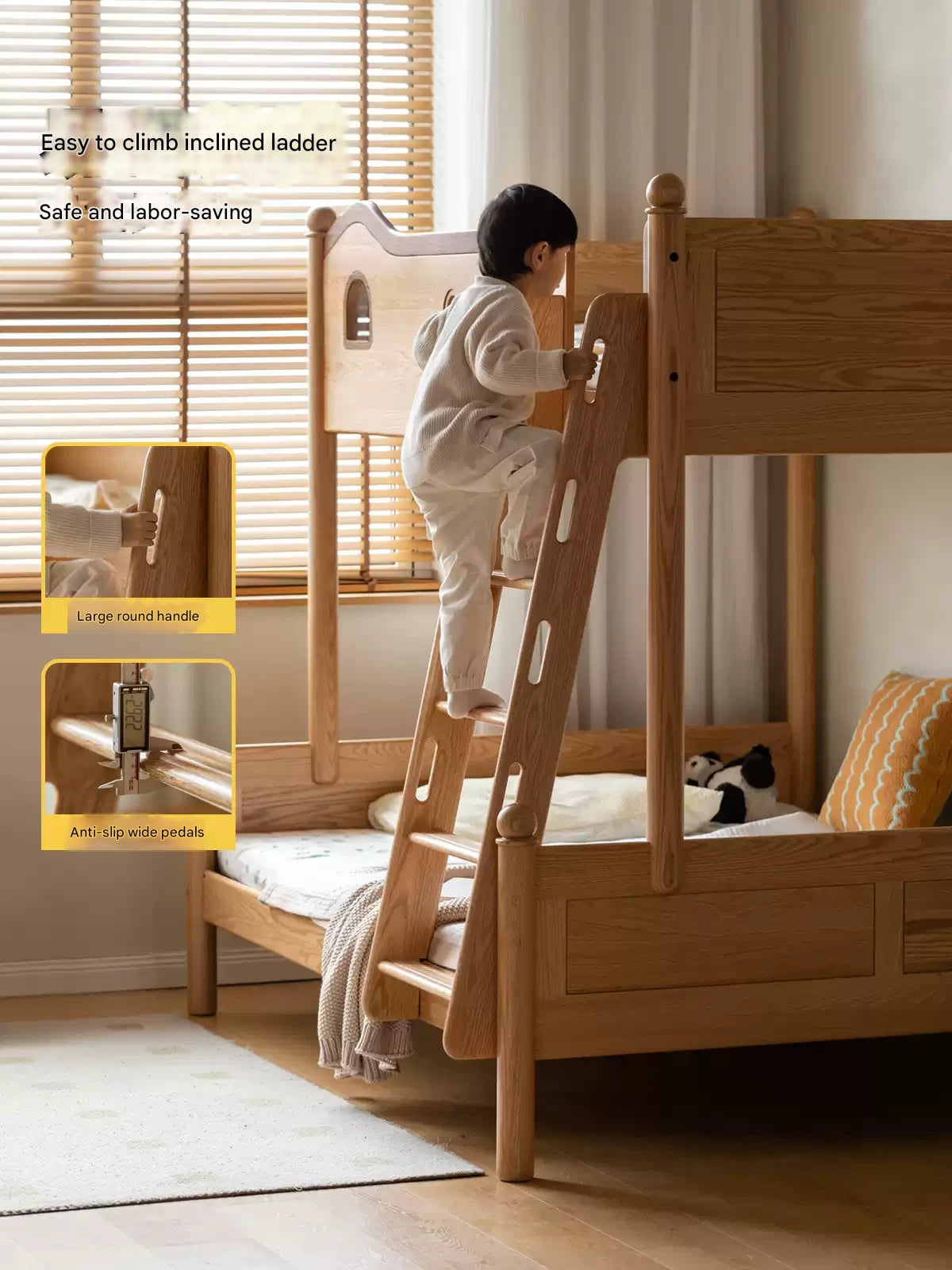 Oak Solid Wood Children's Bunk Bed.