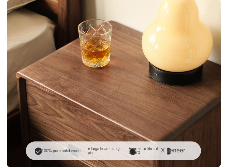 Solid Longan Hardwood, Black Walnut, Sandalwood Solid Wood Nightstand Storage.