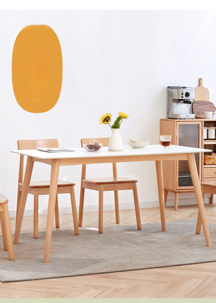 Beech Solid Wood Rock Plate Dining Table