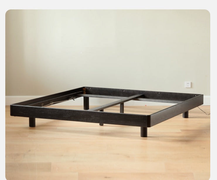 Oak solid wood Suspended platform bed, headboard-free bed Black with light