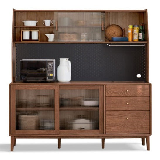 Solid Rubberwood, Oak Solid Wood Sideboard, Buffet Cabinet