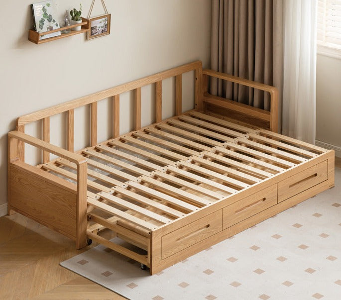 Oak, Ash Solid Woof Folding Storage Sofa Bed.