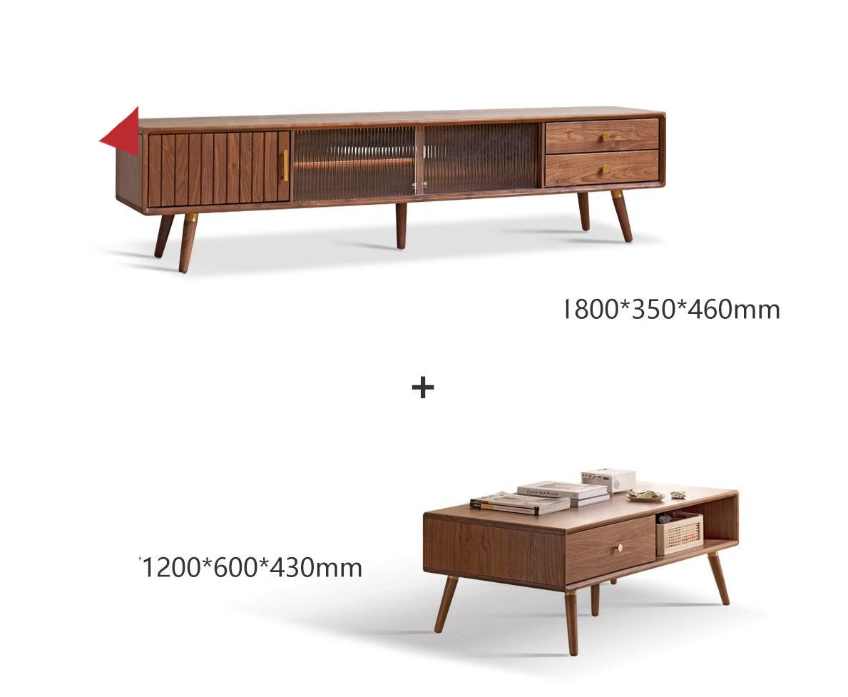 Black Walnut Solid Wood light luxury TV Cabinet"+