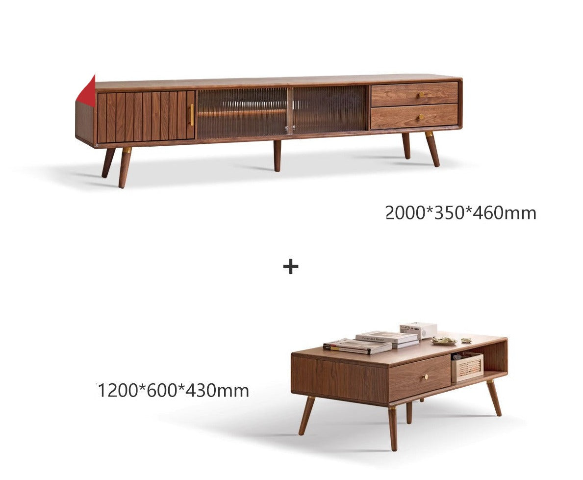 Black Walnut Solid Wood light luxury TV Cabinet"+
