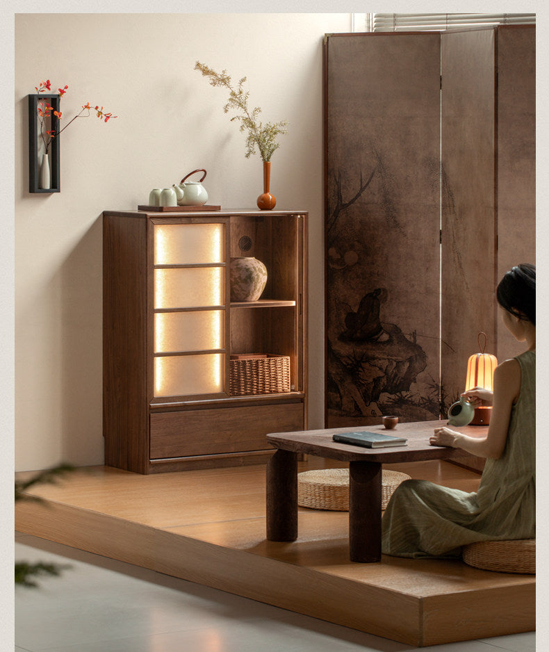 Black Walnut Solid Wood Storage Side Cabinet