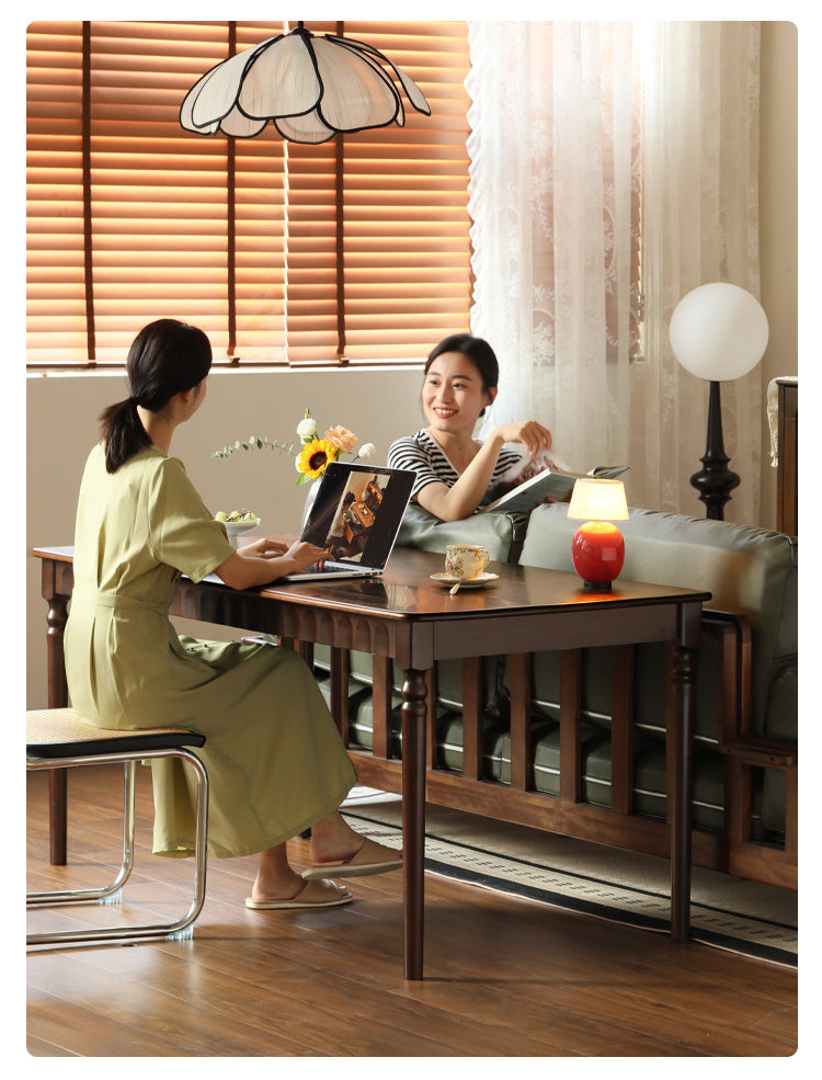Black Walnut, Poplar, Cherry Solid Wood American Retro Rectangular Dining Table