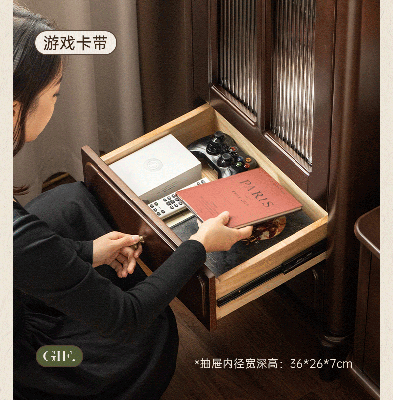 Poplar Solid Wood American Retro Side Cabinet