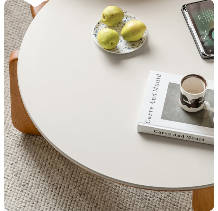 Cherry Solid Wood Round Coffee Table, Side Table