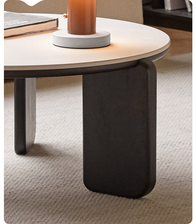 Oak Solid Wood Slate Black Coffee Table