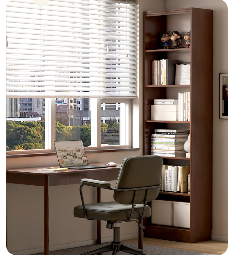 Rubber solid wood bookshelf floor rack storage cabinet.