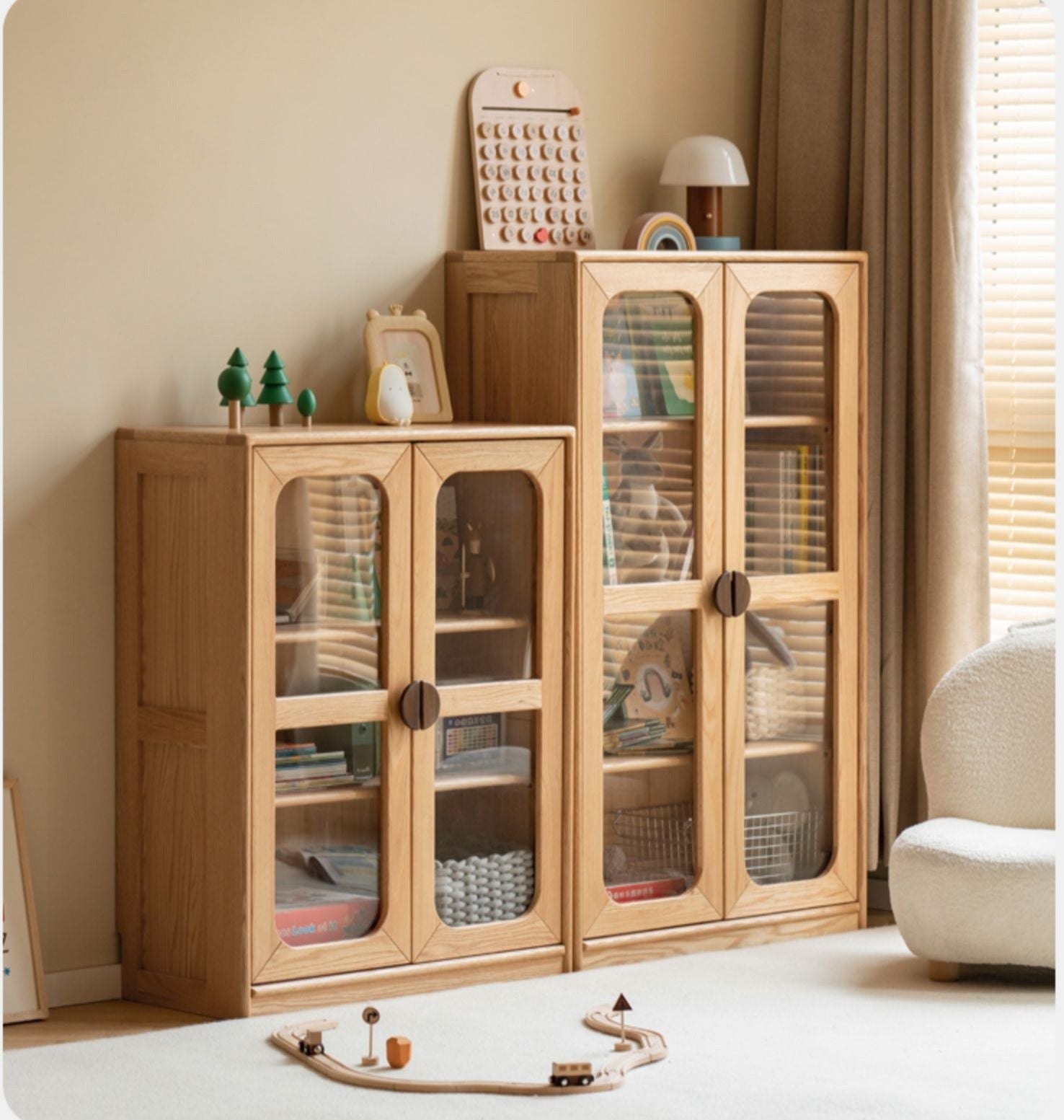 Oak Solid Wood Kids Bookcase Combination Bookshelf