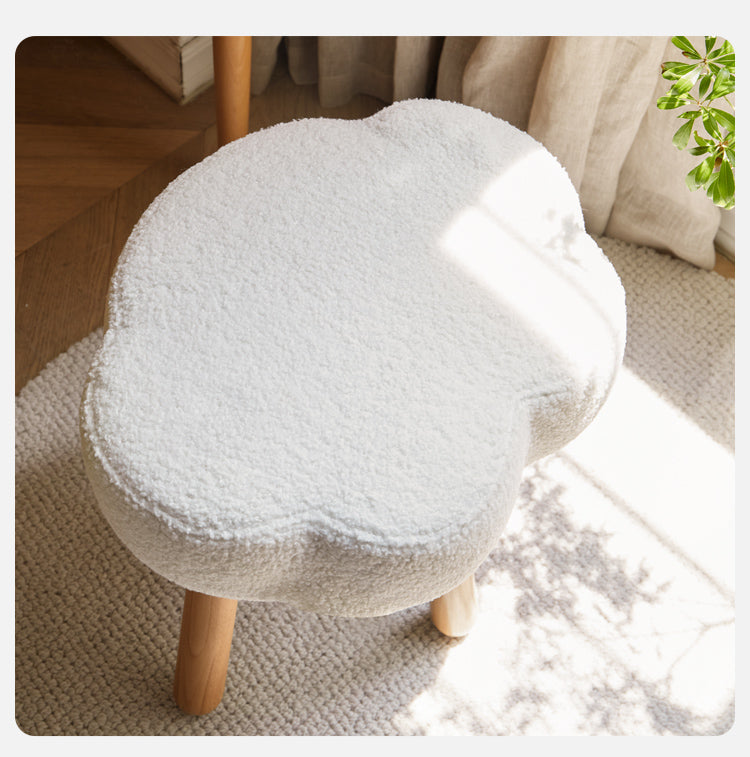 Beech, Solid Rubberood Lamb Velvet Cloud Makeup Stool
