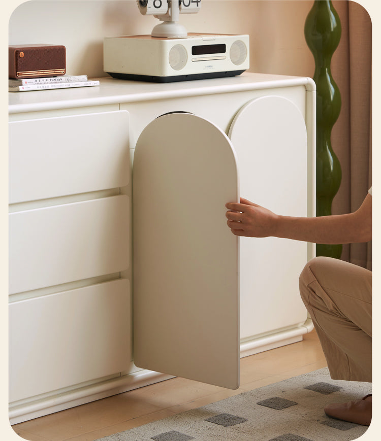 Rubberwood, Poplar Solid Wood White Storage Cabinet