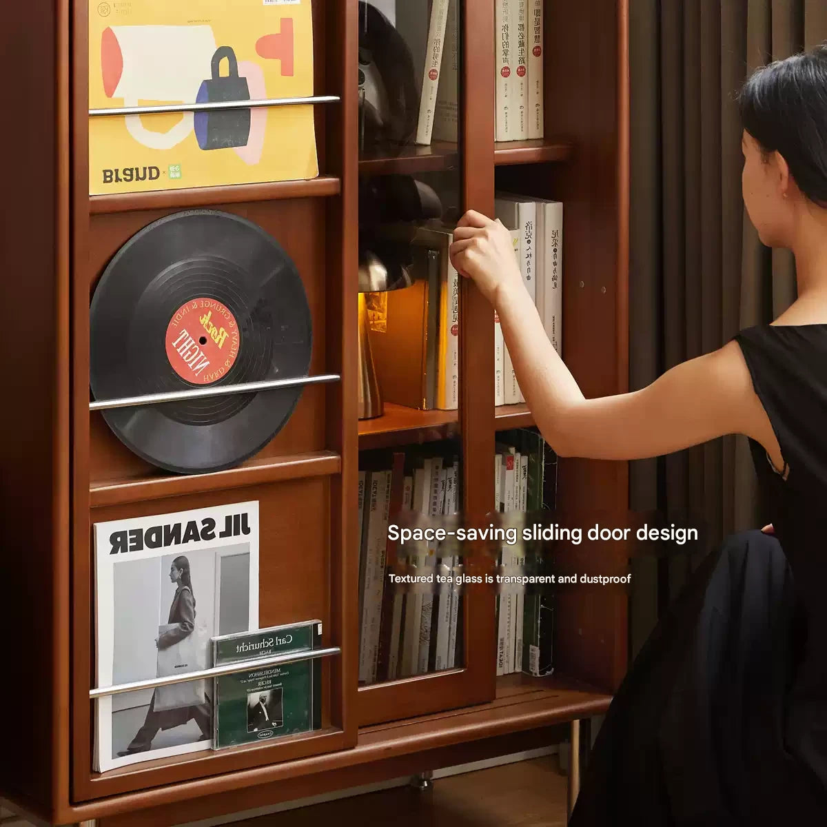 Poplar Solid Wood Ancient Style Sliding Door Side Cabinet.