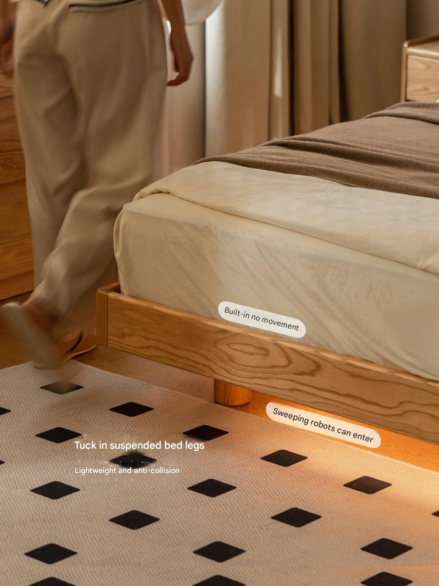 Oak Solid Wood Modern Suspension Bed