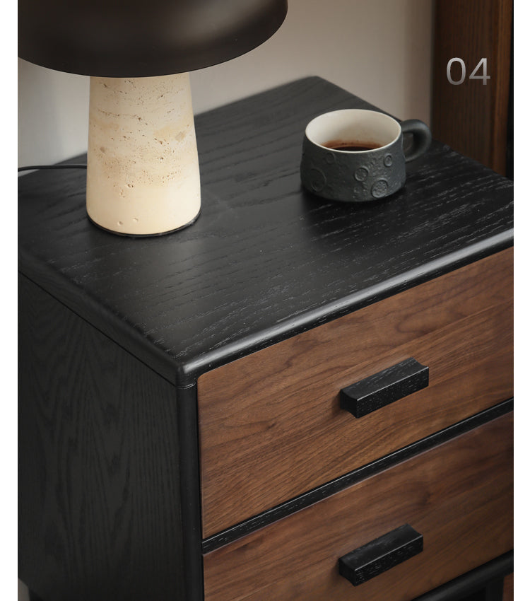 Black Walnut Solid Wood Nightstand.