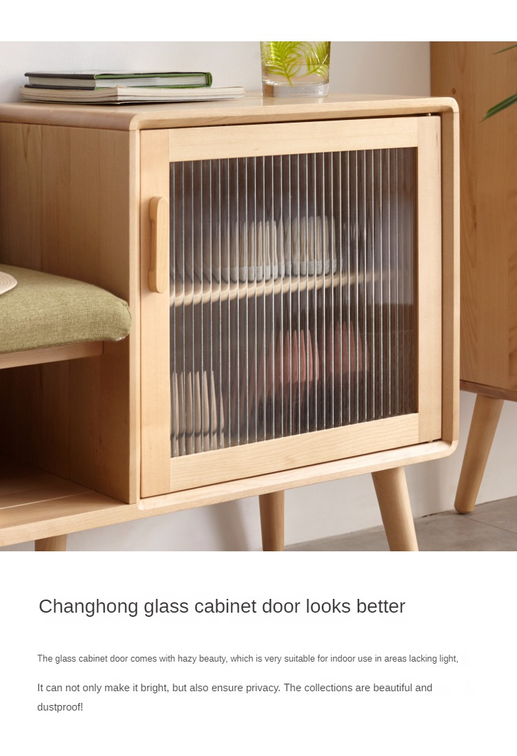 Beech Solid Wood Shoe Changing Stool Multifunctional With Cabinet