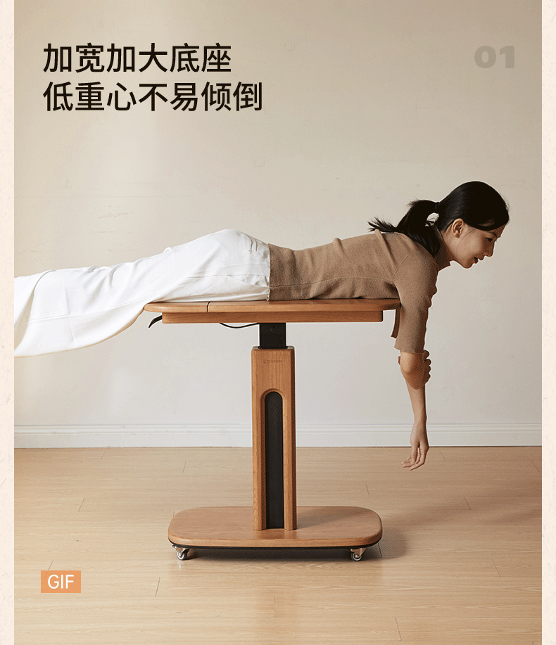 Cherry, Oak Solid Wood Elevating Desk Study Unit Mobile Desk