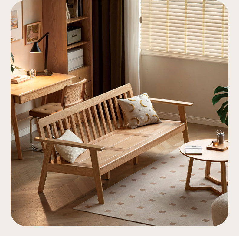 Oak Solid Wood Japanese-style Fabric Sofa