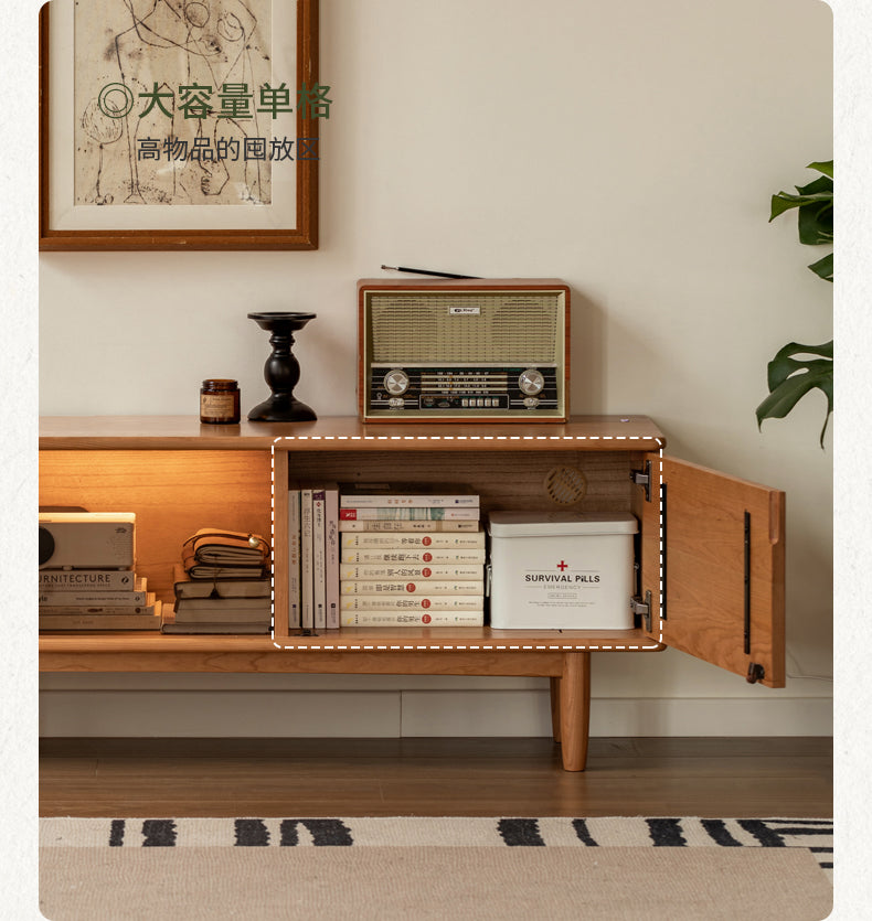 Cherry, Poplar Solid Wood French Retro Style TV Cabinet.