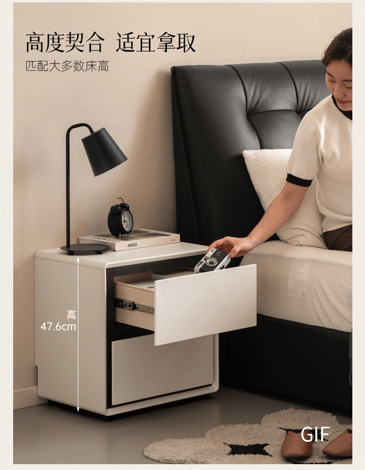 Solid Rubberwood Modern Minimalist Nightstand