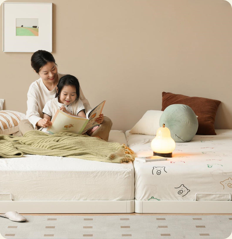 Birch solid wood platform bed, headboard-free bed floor bed cream style