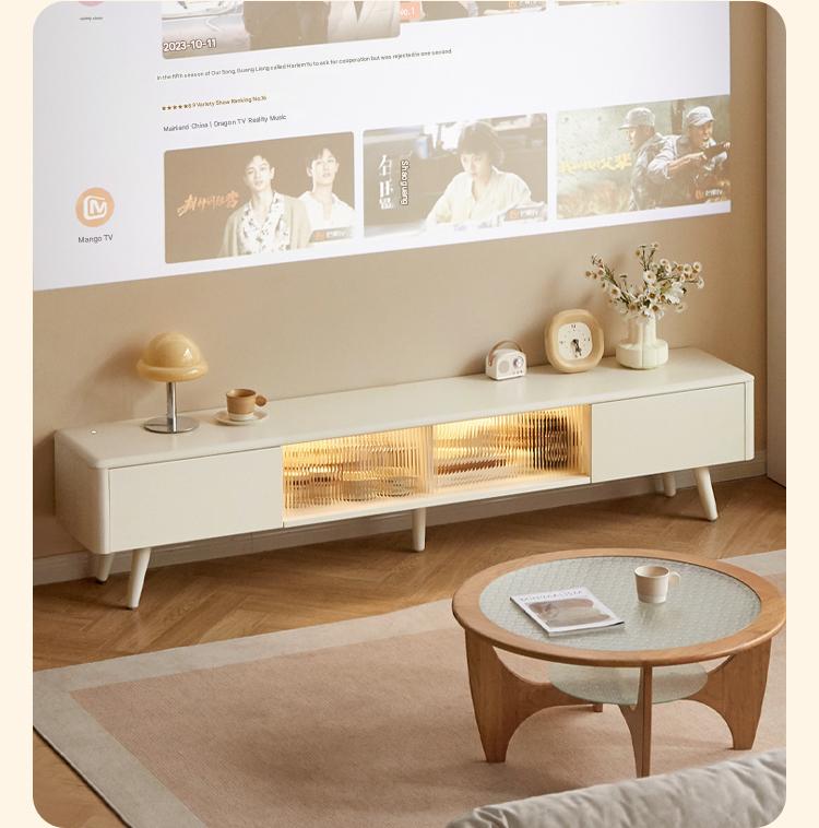 Rubber Solid wood Light Luxury Modern TV Cabinet.