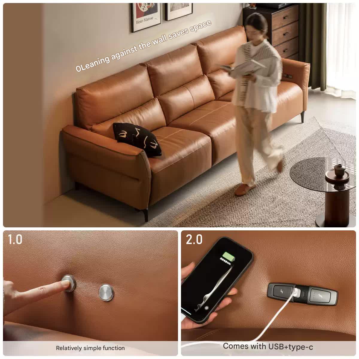 Genuine Leather Electric high back Sofa