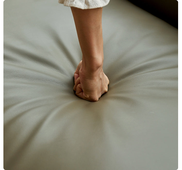 First Layer Yellow Cowhide Italian Tofu Block Sofa.