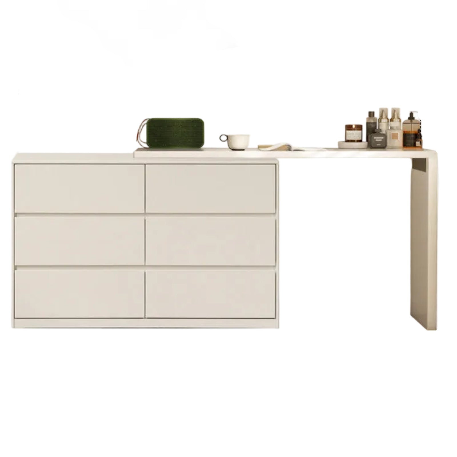 Solid RubberWood Cream Style Telescopic Vanity Table.