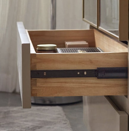 Solid RubberWood Combination Bookcase, Glass Door Cabinet