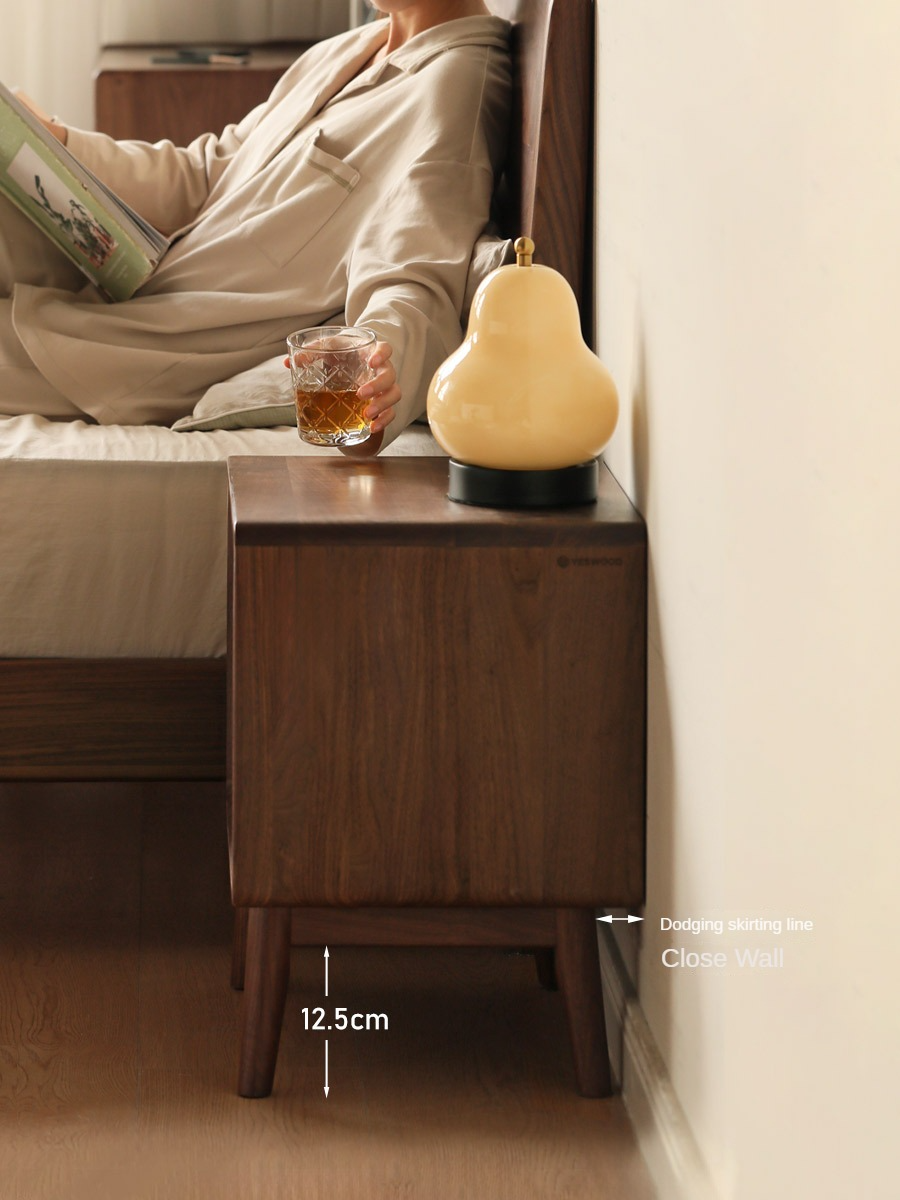 Solid Longan Hardwood, Black Walnut, Sandalwood Solid Wood Nightstand Storage.