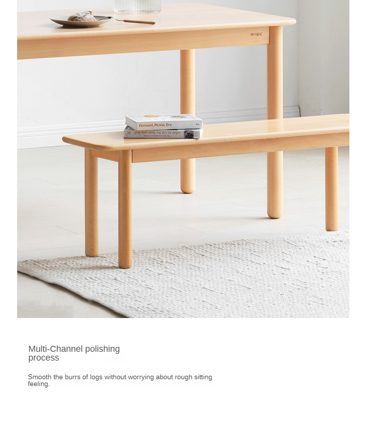 European Beech Wood Modern Long Bench