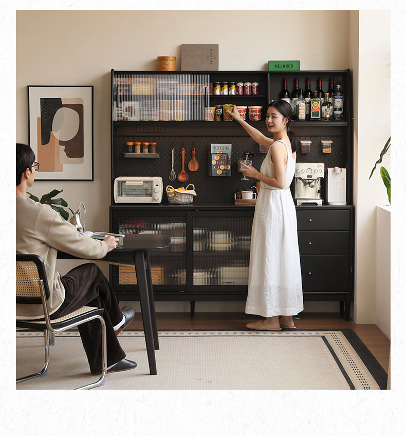 Solid Rubberwood Restaurant Modern Sideboard