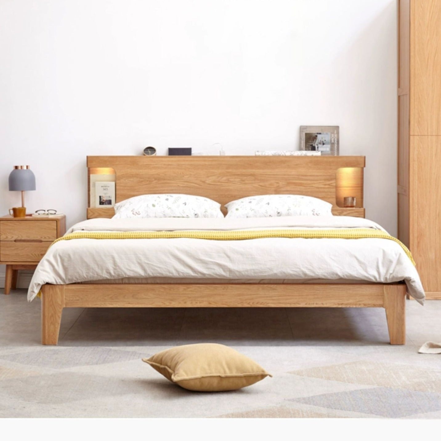 Oak Solid Wood Luminous Bed