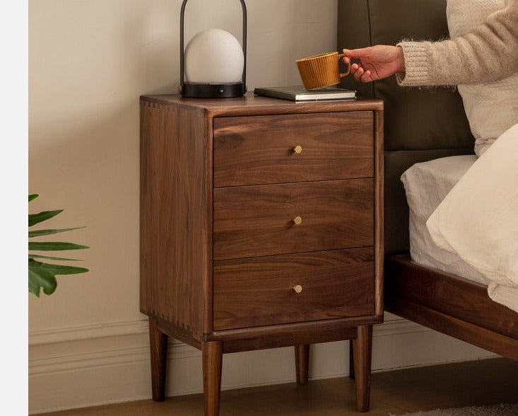 Black Walnut Solid Wood Nightstand.