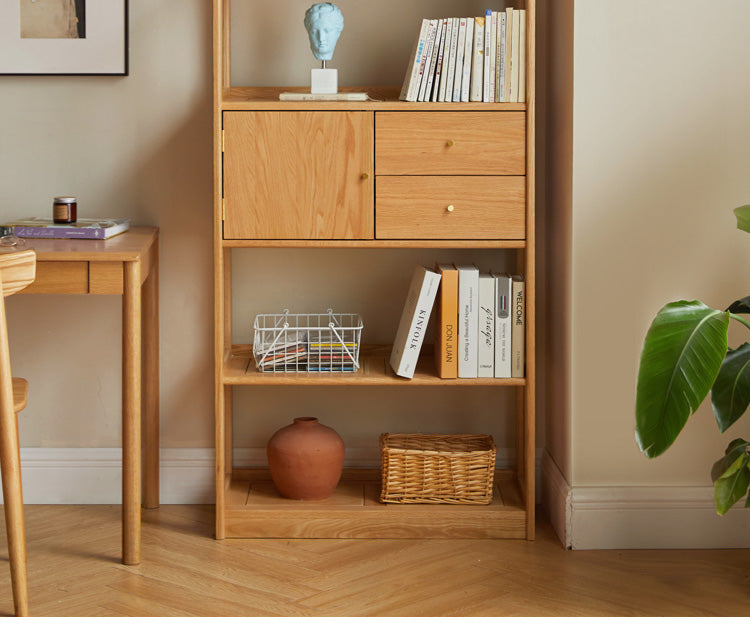 Oak Solid Wood Bookshelf Study Display Floor Combination Shelf