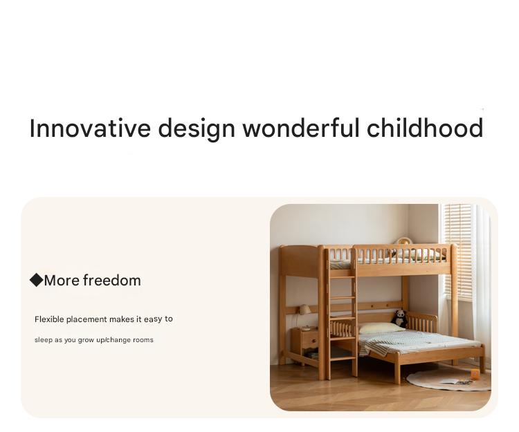 Beech solid wood children's bunk bed.