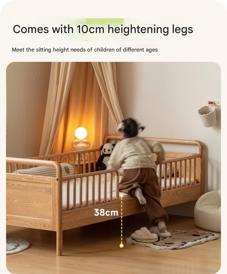 Oak Solid Wood Multi-functional Toddler Bed