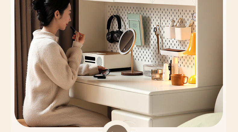 Solid RubberWood Wood Desk Bookshelf Integrated Study Table