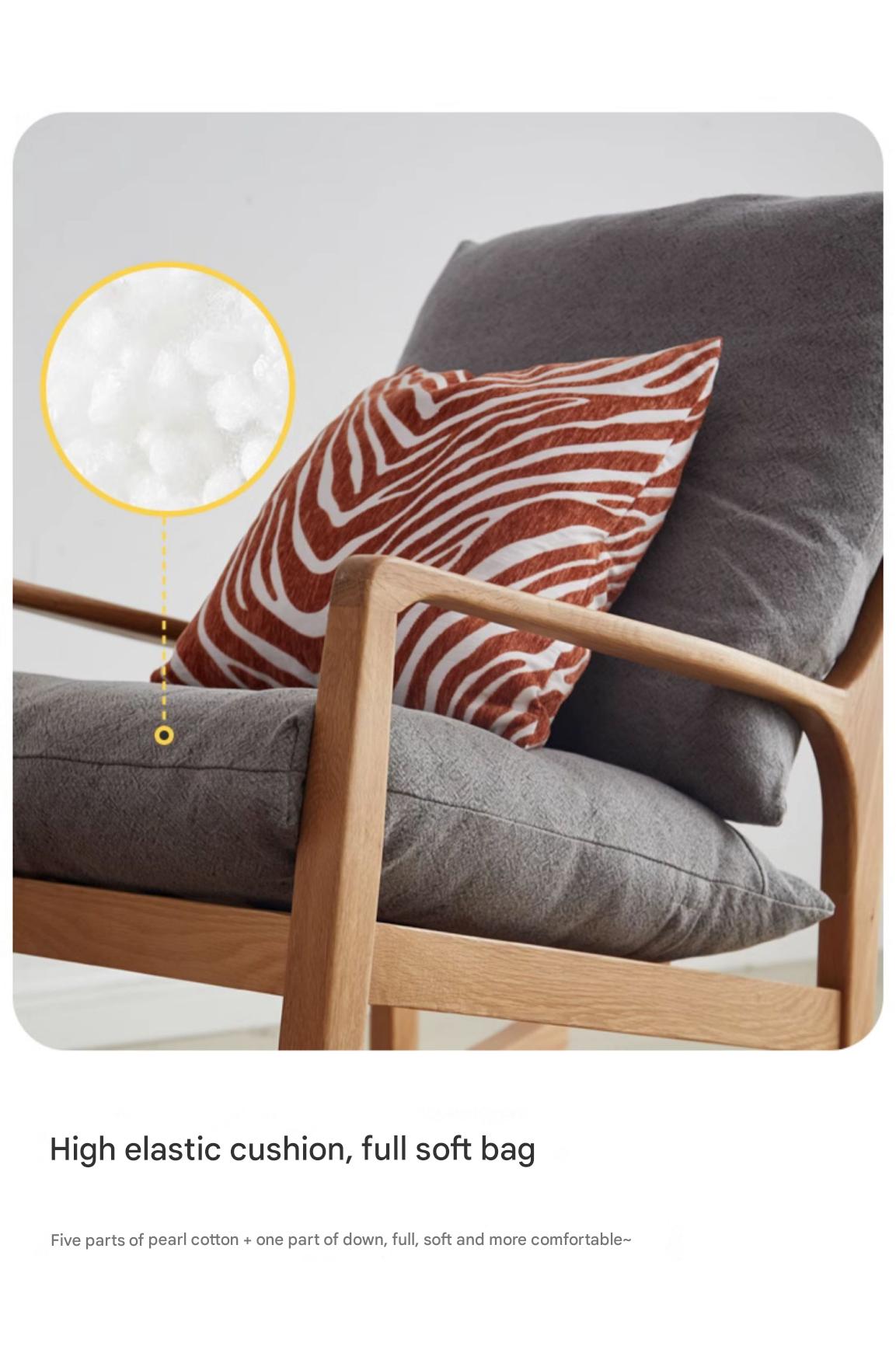 Oak Solid Wood Single Lazy Rocking Sofa Chair