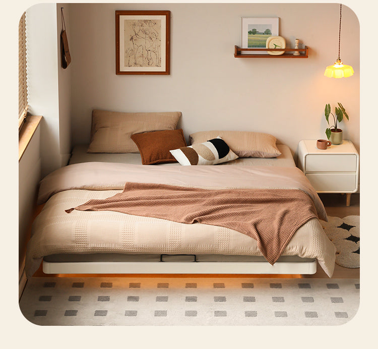 Poplar solid wood platform bed, headboard-free bed