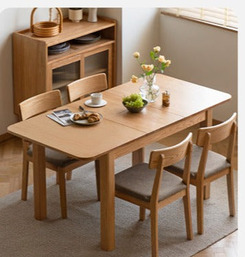 Oak Solid Wood Telescopic Folding Dining Table
