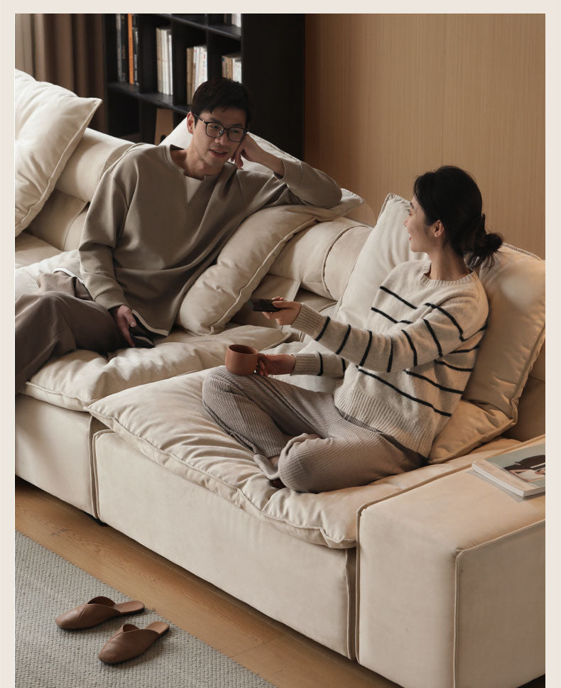 Fabric French Cream Style Modular Sofa.