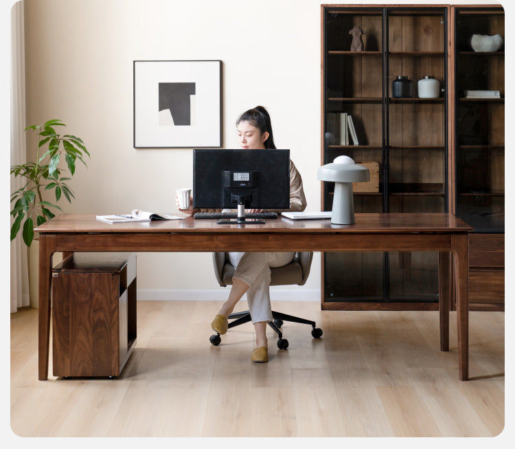 Black Walnut, Ash, Oak, Sandalwood Solid Wood Office Desk, Long Table